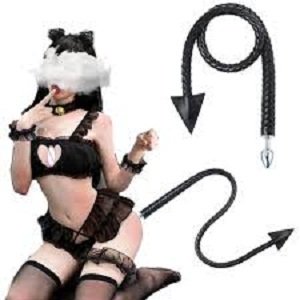 Anal Plug With 108Cm Devil Tail 3.5Cm Stainless Steel Butt Plug